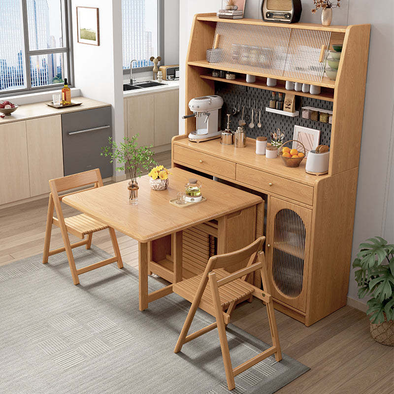Gabinete de cocina con mesa de comedor de doble hoja abatible y 4 sillas plegables
