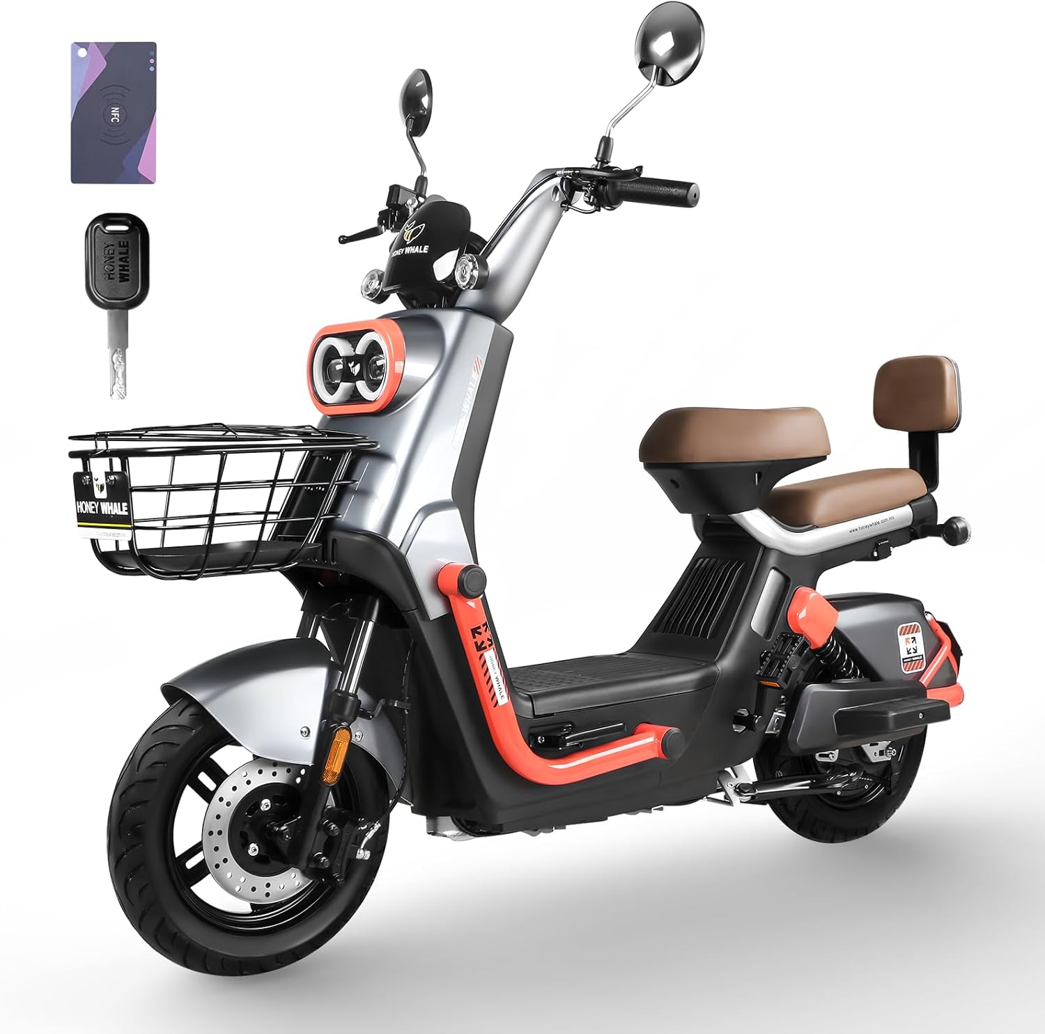 HONEYWHALE KC PRO Bicicleta Electrica para Adultos, Moto Electrica con Alarma, Potencia Motor Hasta 800W, Velocidad Máxima 45KM/H, Autonomía 60KM, Compatible con Desbloqueo NFC