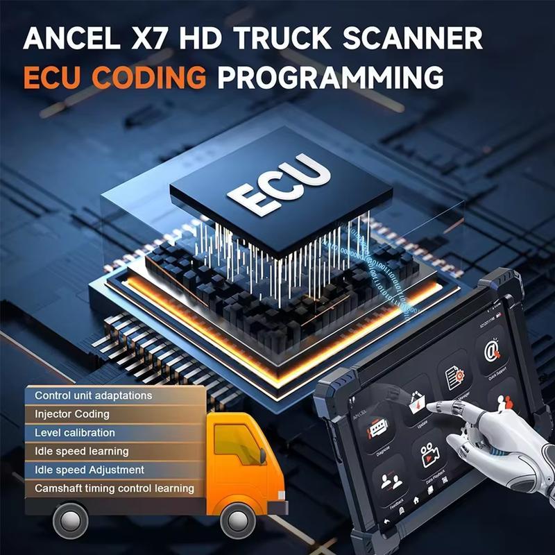 10'' Heavy Duty Truck Scanner Bidirectional Diesel Tool with DPF, ECU Coding, 40+ Resets for Cummins, Detroit, Caterpillar, Volvo, Paccar