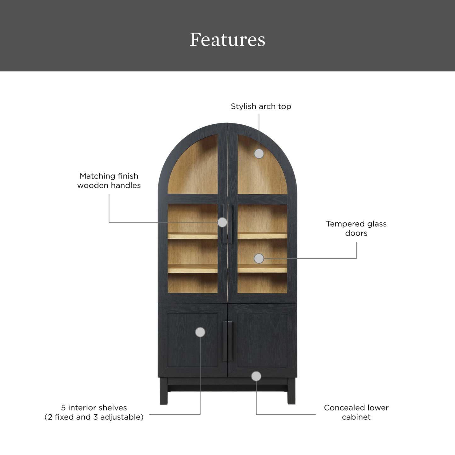Gabinete de cocina Juliet de arco redondeado, negro intenso, de Better Homes & Gardens