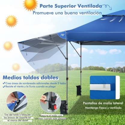 Costway 3x3m Pabellón Emergente Instantáneo Plegable para Exterior con Dos Mitades de Toldo Carpa Portátil Ajustable en Altura para Camping