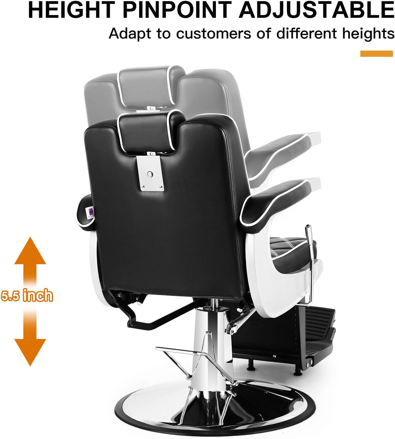 Silla de peluquería multiusos con respaldo ancho, silla reclinable para peluquero, silla de tatuaje, silla de maquillaje para equipo de salón (negro)