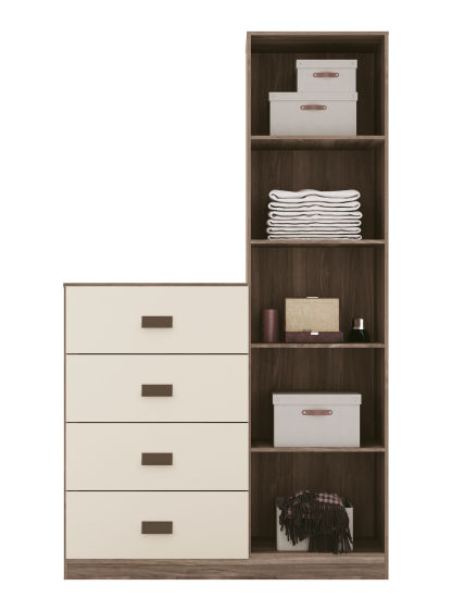 Cómoda Estilo 1 Puerta con espejo 4 Cajones