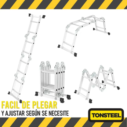 Escalera Multiuso Aluminio 2,4 Mts Plegable Resistente 3en1