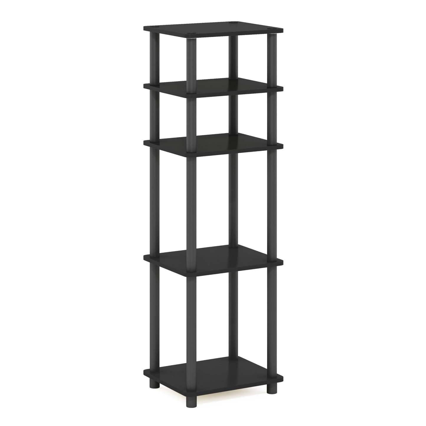 Mesa auxiliar Furinno Just de 3 niveles Turn-N-Tube, paquete de 2 unidades, americano/negra