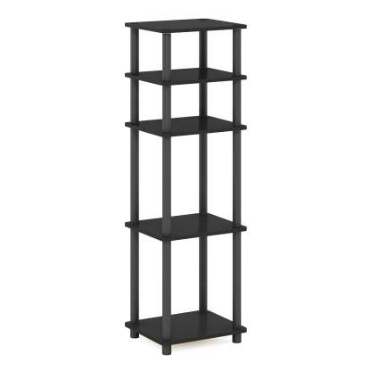 Mesa auxiliar Furinno Just de 3 niveles Turn-N-Tube, paquete de 2 unidades, americano/negra