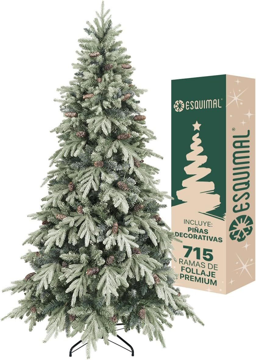 ESQUIMAL Árbol de Navidad Escarchado Follaje Mixto, Pino Navideño con Nieve Artificial (Verde Puntas Nevadas, 1.80 m)