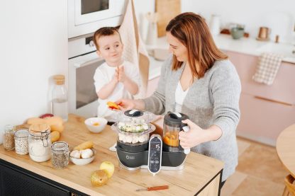 Babymoov Duo Meal 6 en 1: Procesador de Alimentos para Bebés con Vaporizador y Licuadora de Velocidades Múltiples, Calienta y Descongela (Aprobado por Nutricionistas), Gris