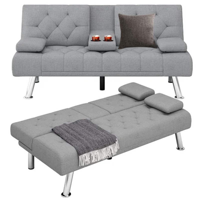 Homfa Sofá cama futón convertible, sofá cama plegable de 66.3 pulgadas