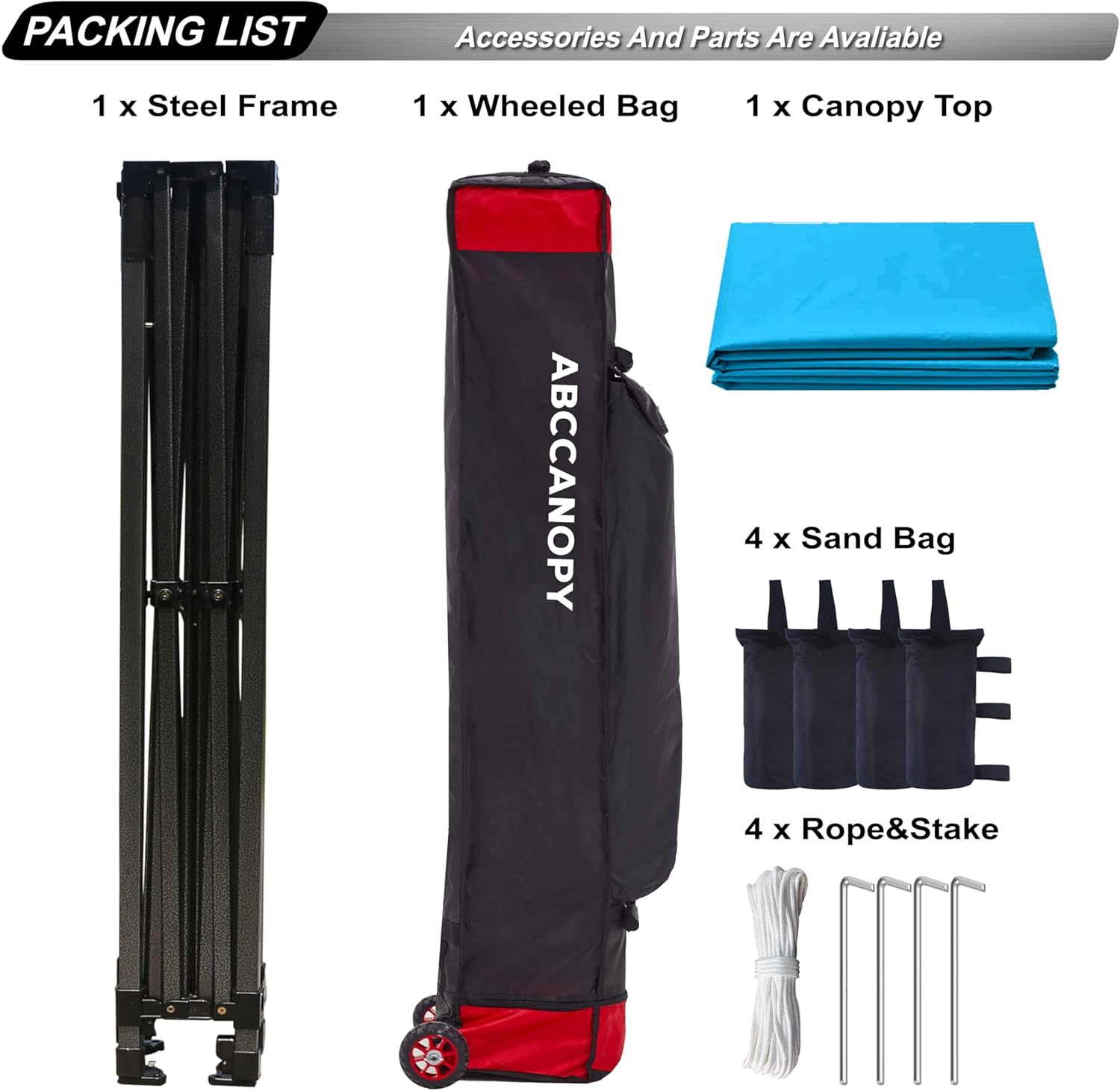 ABCCANOPY Kingkong-Series - Juego de Dosel instantáneo Comercial de 10 x 10 pies (Incluye Bolsa de Transporte de 30 Colores), Azul (Sky Blue)