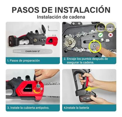 Motosierra Electrica Inalambrica Portátil 12in 1200w 3cadena