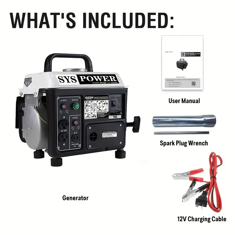 Generador portátil de 1000 W, generador pequeño para acampar al aire libre, ultraligero, compatible con la EPA