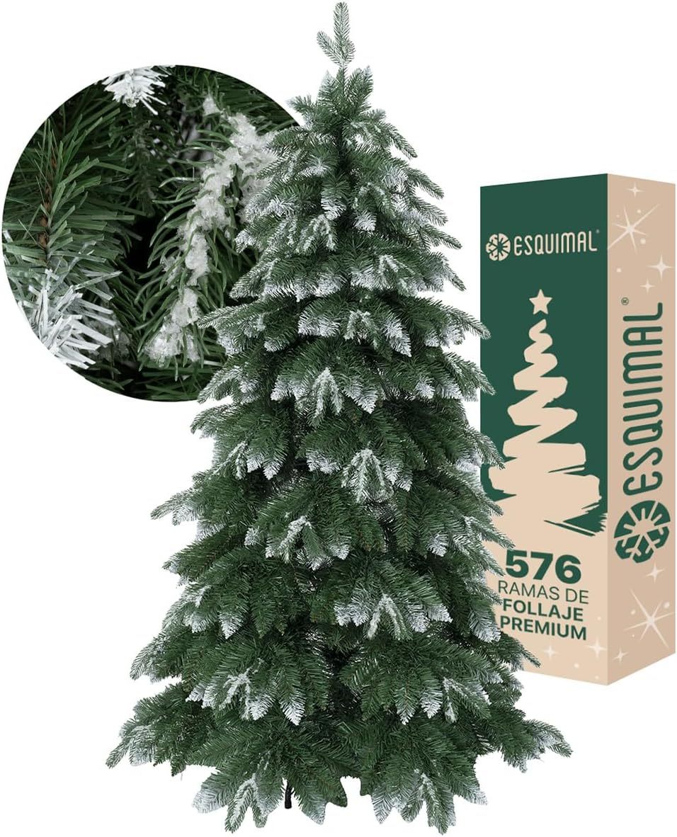 ESQUIMAL Árbol de Navidad Escarchado Follaje Mixto, Pino Navideño con Nieve Artificial (Verde Puntas Nevadas, 1.80 m)