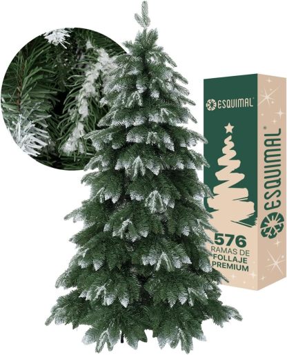 ESQUIMAL Árbol de Navidad Escarchado Follaje Mixto, Pino Navideño con Nieve Artificial (Verde Puntas Nevadas, 1.80 m)