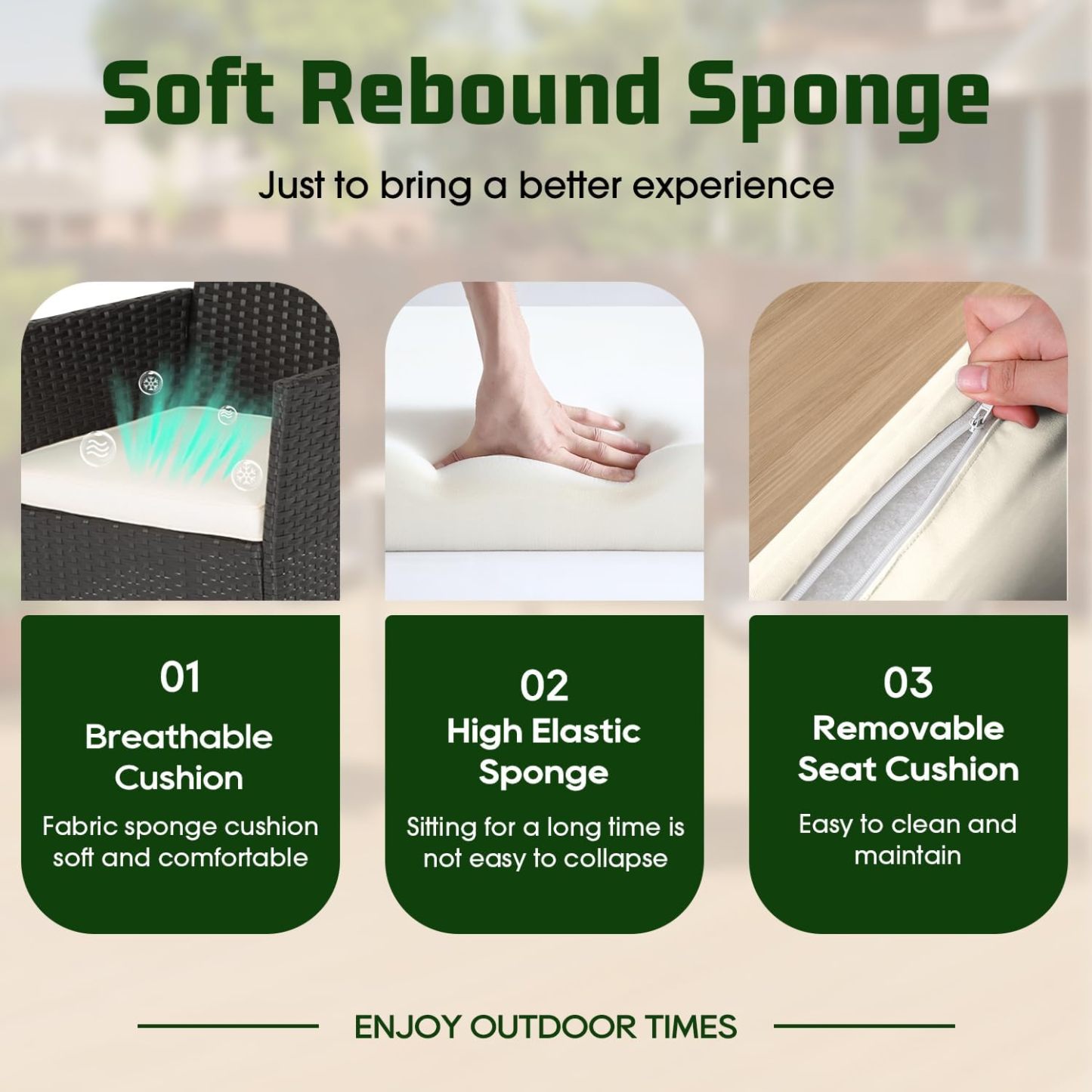 FDW - Juego de 4 muebles para exteriores, juego de conversación de mimbre con silla de ratán, mesa de centro para exteriores, interiores, jardín, patio, porche, terraza, balcón, cojines de mimbre