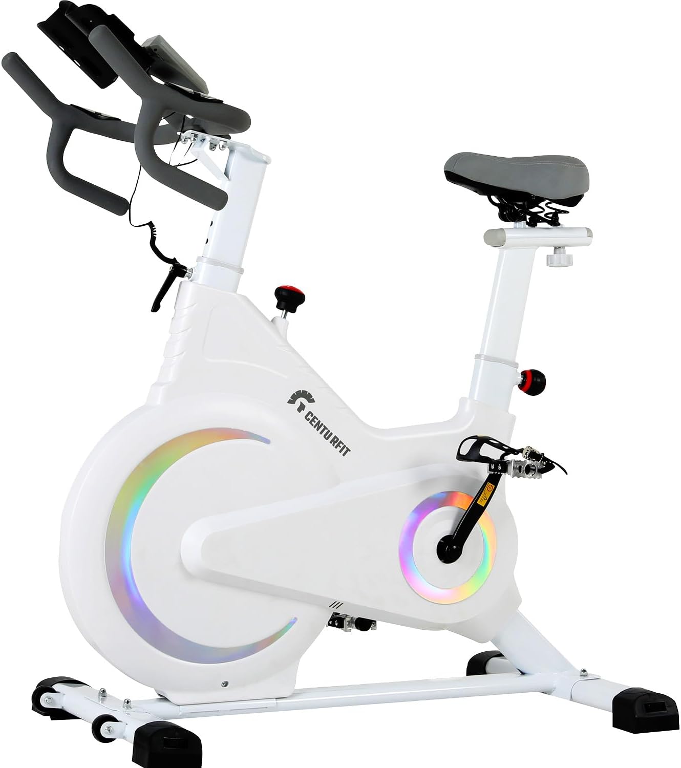 RACK & PACK Bicicleta Estatica con Resistencia Magnetica Spinning Silenciosa para Hogar Casa Gimnasio Gym Monitor Electrico 6 Finciones Ajuste de asiento y Manubrio Bici Fija Spin Soporta 100 Kg