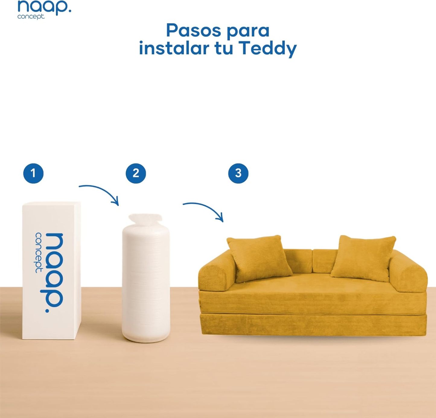 Sofá Cama Teddy Luxe | Diseño Convertible | Hecho 100% de Espuma | Comodidad y Versatilidad | 200x100x65 cm (Chocolate)
