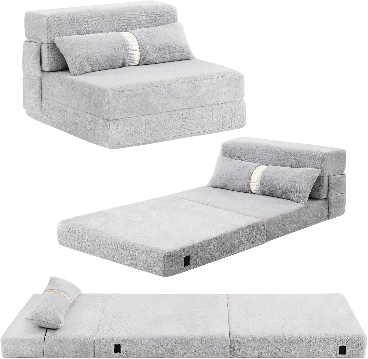 Tiita - Sillón de futón, tamaño individual, sofá cama plegable con almohada, colchón de piso y futón para sala de estar, recámara, uso de invitados, departamento