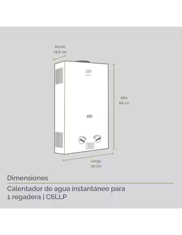 Calentador de paso C6L 6 L gas lp