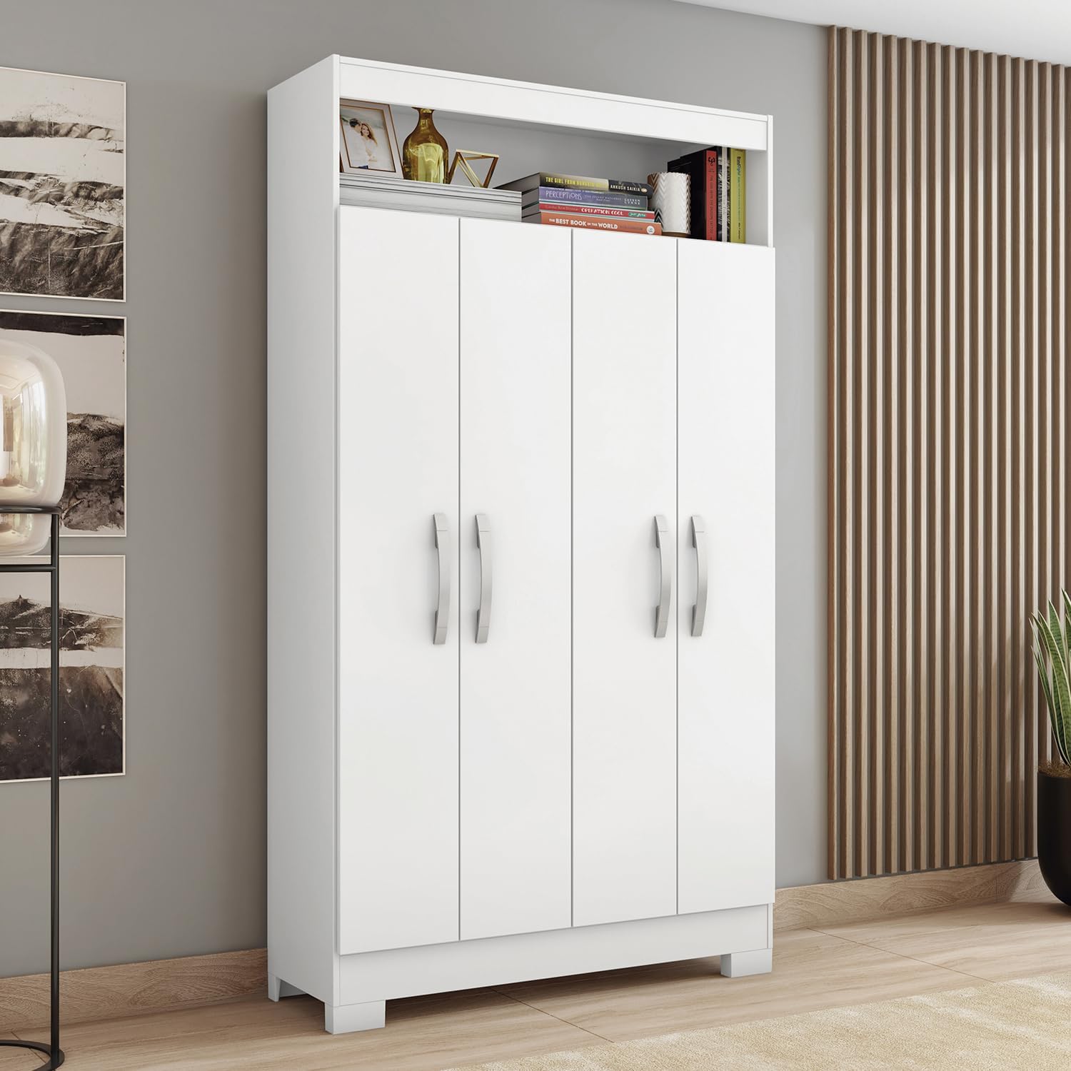 Skal Living Armario Multifuncional 4 Puertas Blanco/Rosa NT4040-BL