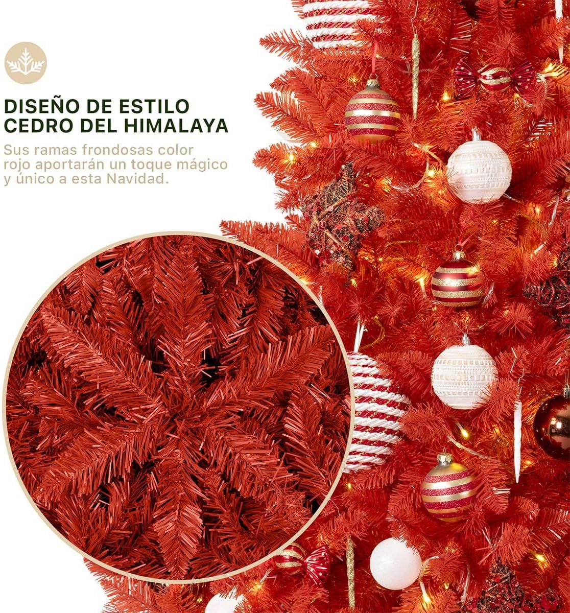 ESQUIMAL Árbol de Navidad Frondoso Pino Navideño Plegable, Cedro del Himalaya (Verde, 2.2 m)