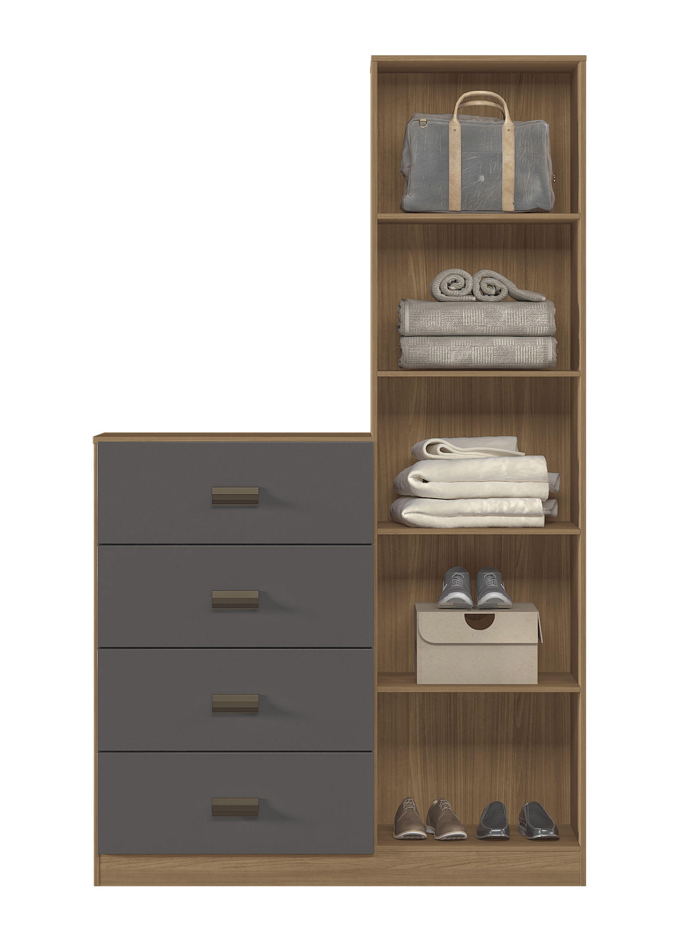 Cómoda Estilo 1 Puerta con espejo 4 Cajones