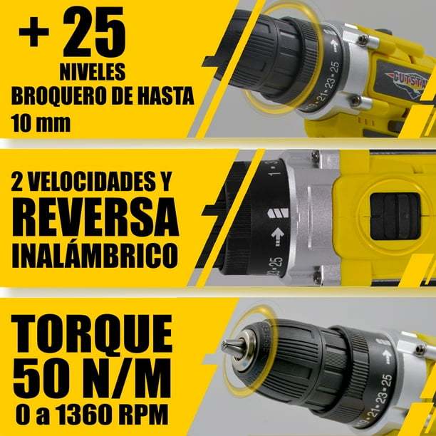 Taladro Desatornillador Inalambrico 1360rpm 25 pz Gutstark Taladro inalambrico 25 pza