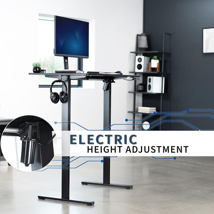 Vivo Escritorio eléctrico de 140cm x 61cm para Estar de pie, estación de Trabajo Completa para el hogar y la Oficina con Altura Ajustable, Controlador de Memoria, Negro, DESK-E155TB