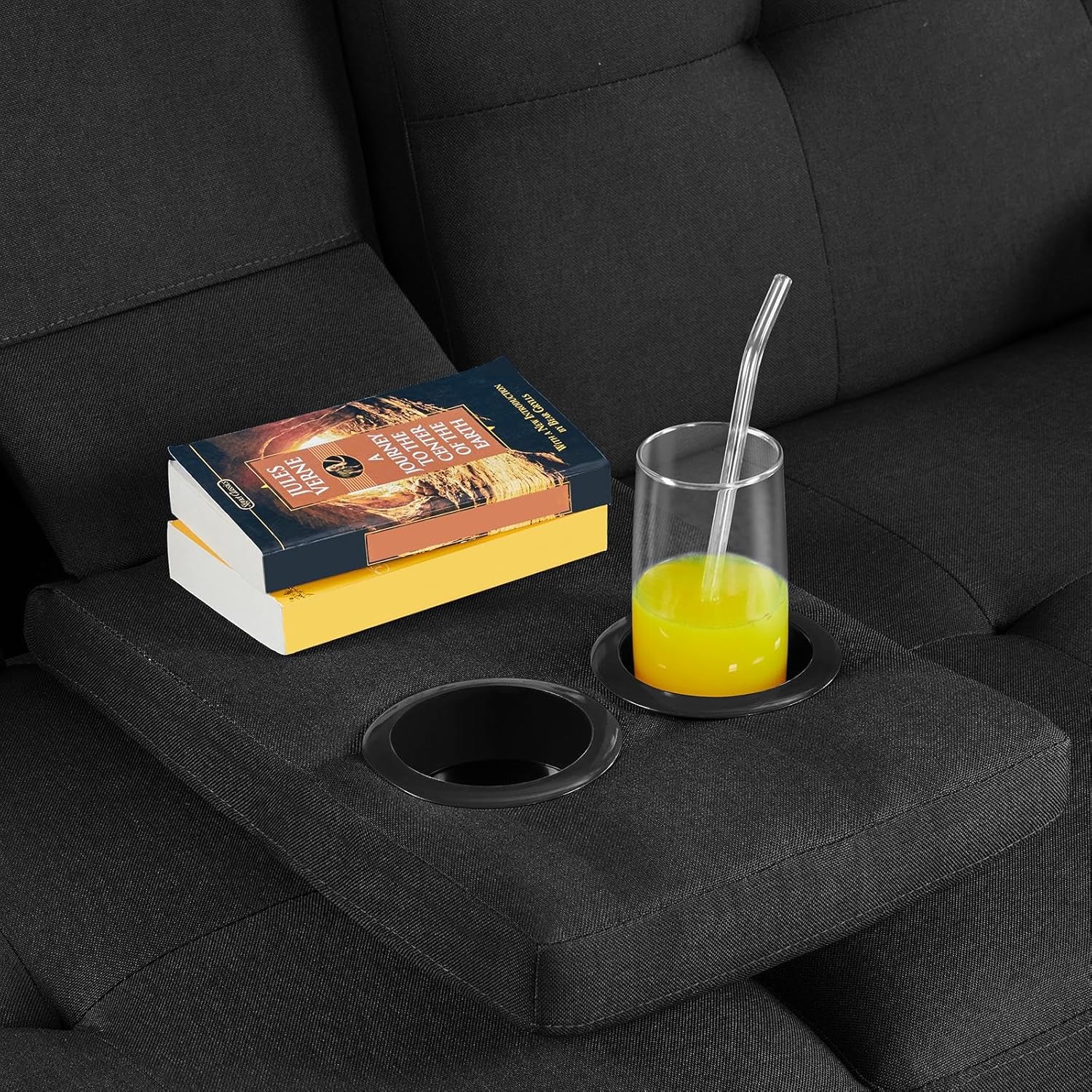 Yaheetech - Sofá Cama Convertible Ajustable, Moderno sillón reclinable de Piel sintético para el hogar, sofá Cama Plegable, Cama de Invitados, reposabrazos extraíbles, portavasos 3 ángulos, Capacidad