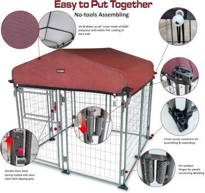 Neocraft My Pet Companion - Perrera para Perros con Cubierta de Techo (4.5 pies) – Resistente a la Intemperie/Cubierta/Resistente/Exterior/Invierno para Perros de tamaño Mediano, fácil de Montar