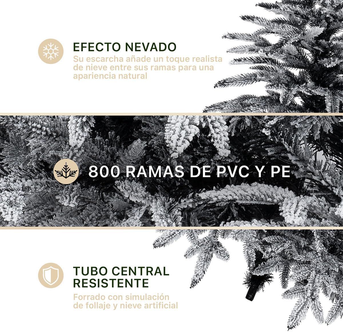 ESQUIMAL Árbol de Navidad Escarchado Ramas PVC y PE, Cedro del Himalaya Frondoso (Verde Nevado, 1.8 m)