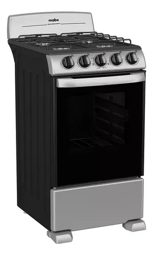 Estufa Mabe Em5032baps1 A Gas 4 Quemadores Plateada 120v Puerta Con Visor