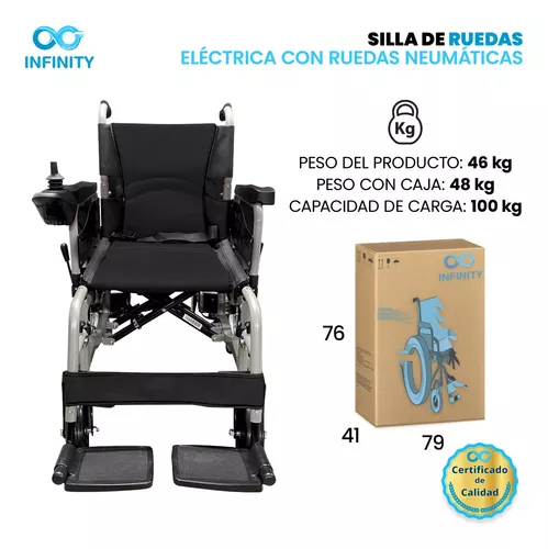 Silla De Ruedas Eléctrica Todo Terreno Neumática Infinity, Plegable, Color Negro, Ambidiestra