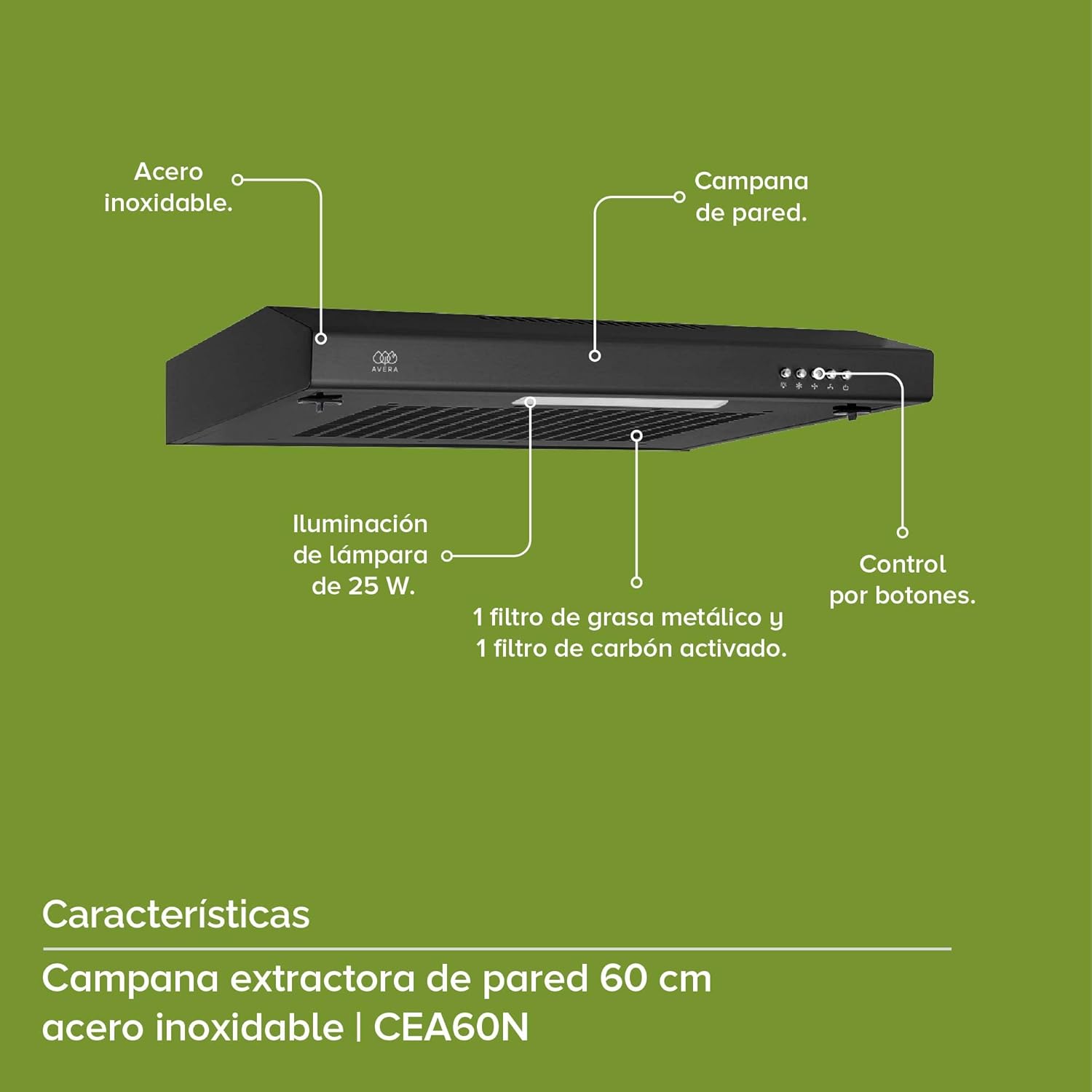 AVERA Combo Parilla y Campana|Parrilla de Gas 4 Quemadores, Vidrio Templado Negro 60cm (Incluye accesorios de Instalación) Encendido Electronico, Estufa Empotrable, para Gas LP y Natural | VT4CEA60N