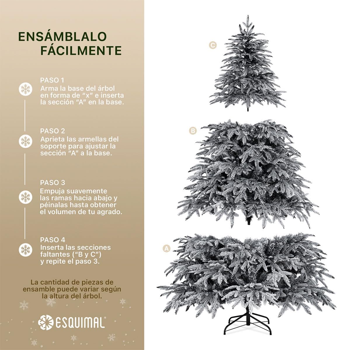ESQUIMAL Árbol de Navidad Escarchado Ramas PVC y PE, Cedro del Himalaya Frondoso (Verde Nevado, 1.8 m)
