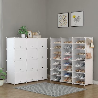 HOMIDEC - clóset de almacenamiento de zapatos, 48 pares de zapateros de 3 por 8 niveles, organizador de zapatos para ahorrar espacio, para clóset, pasillo, sala de estar, recámara, cochera (blanco)