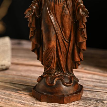 BGCOPPER - Estatua de madera de Virgen María, adorno de figura virgen católica, regalo religioso para decoración del hogar, Navidad, 8.6 pulgadas