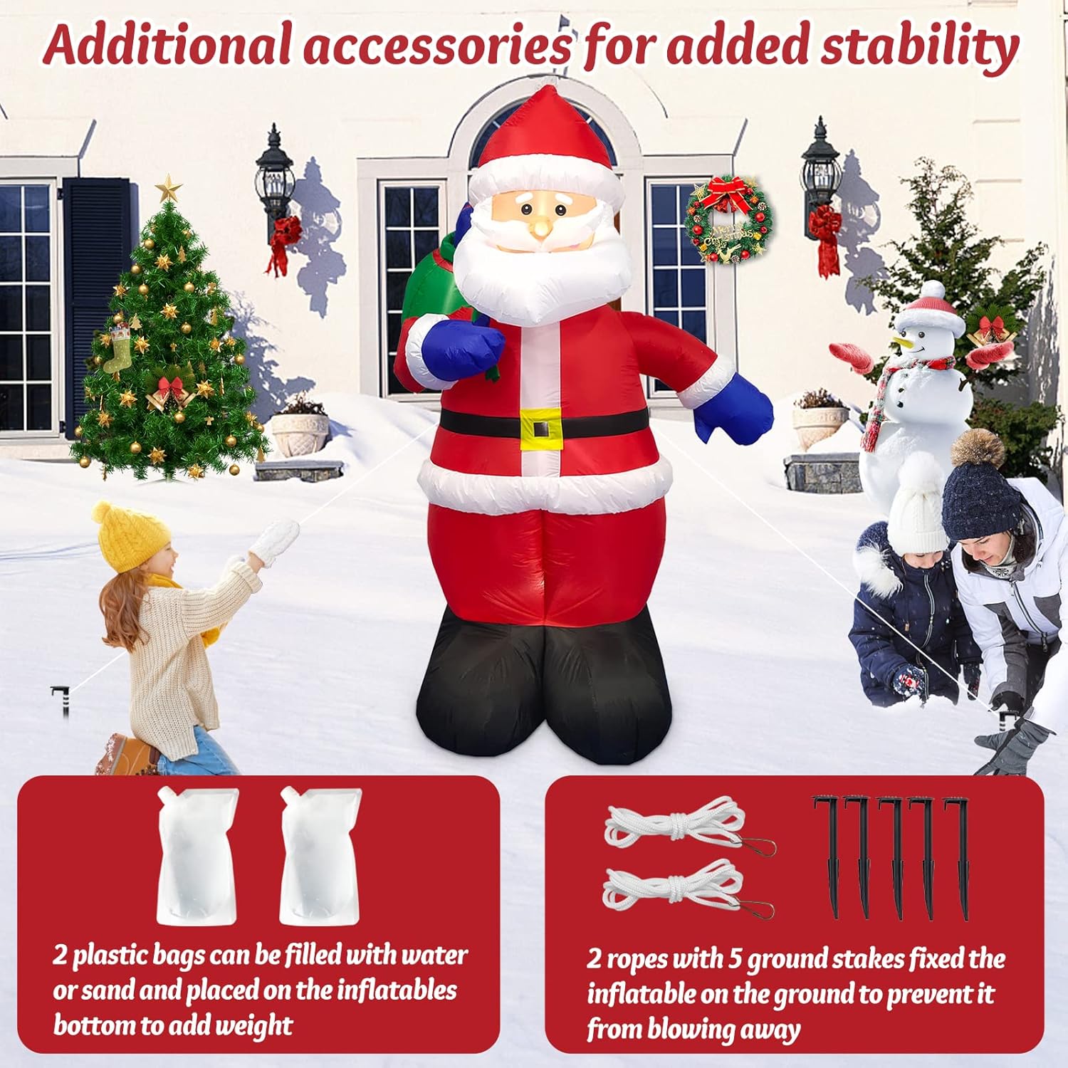 Danxilu 1.83M Arbol de Navidad Inflable con Papá Noel Perro Decoraciones al Aire Libre, Inflables Navidad Arbol Santa Claus para el Patio Inflables Navideños Decoración Iluminada con Leds