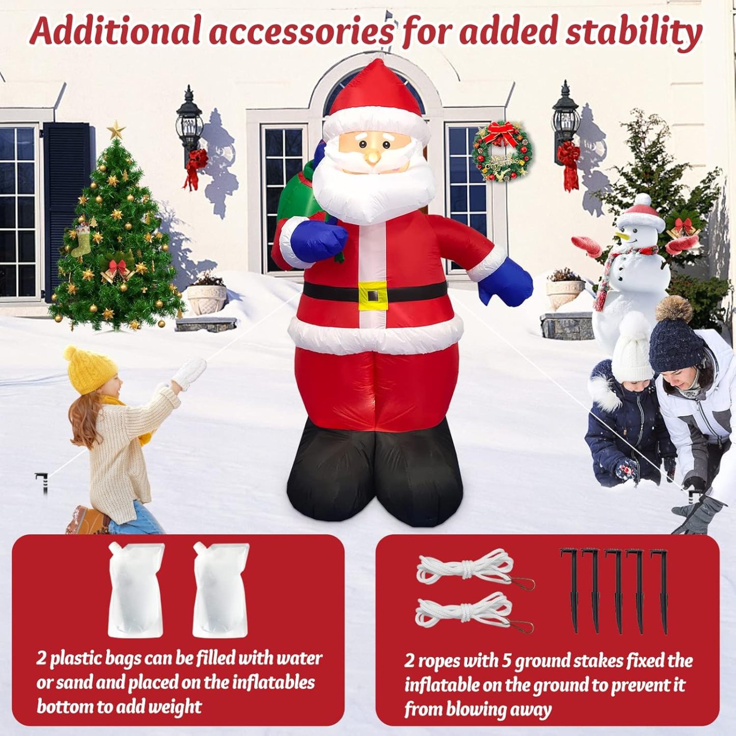 Danxilu 1.83M Arbol de Navidad Inflable con Papá Noel Perro Decoraciones al Aire Libre, Inflables Navidad Arbol Santa Claus para el Patio Inflables Navideños Decoración Iluminada con Leds