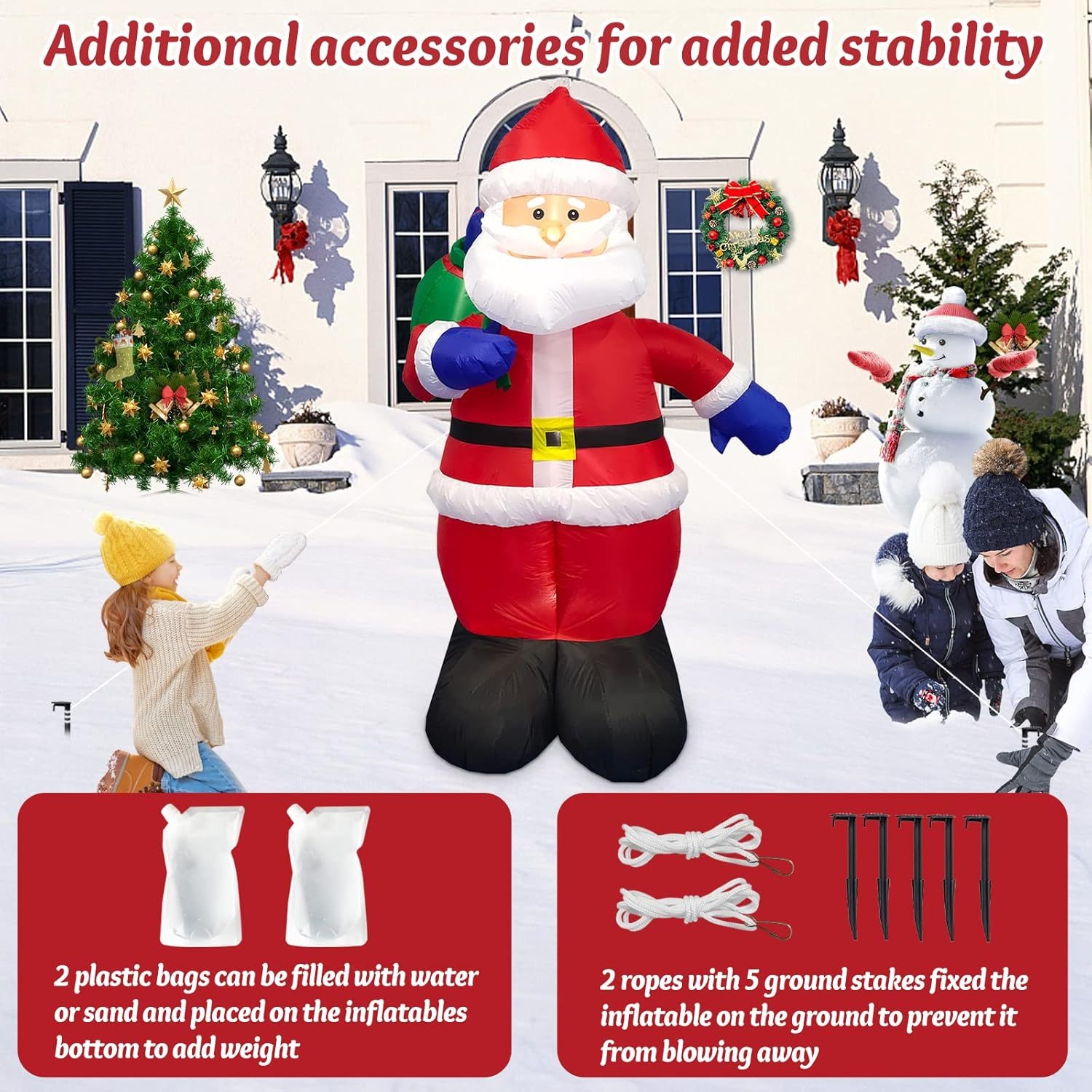 Danxilu 1.83M Arbol de Navidad Inflable con Papá Noel Perro Decoraciones al Aire Libre, Inflables Navidad Arbol Santa Claus para el Patio Inflables Navideños Decoración Iluminada con Leds
