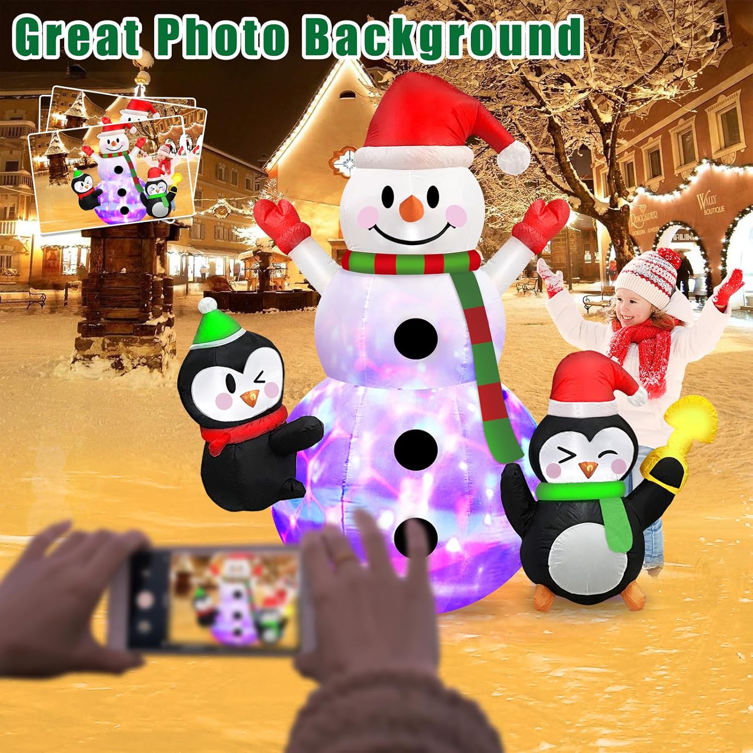 Danxilu 1.83M Arbol de Navidad Inflable con Papá Noel Perro Decoraciones al Aire Libre, Inflables Navidad Arbol Santa Claus para el Patio Inflables Navideños Decoración Iluminada con Leds