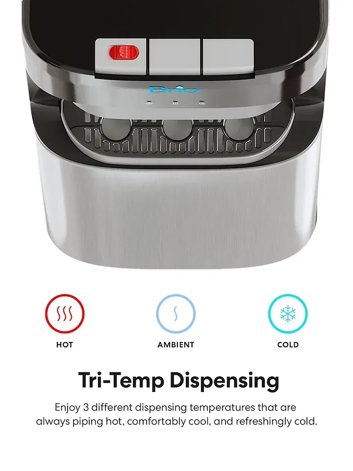 Brio - Dispensador de agua para enfriador de agua de carga inferior, serie esencial, 3 ajustes de temperatura, agua caliente, fría y fría, aprobado por UL/Energy Star