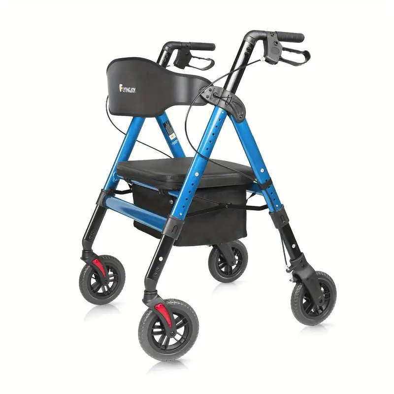 Andador de ruedas resistente para personas grandes de 450 libras, con asiento extra espacioso, NO apto para puertas estándar de 26" de ancho, un poco voluminoso para personas mayores ligeras