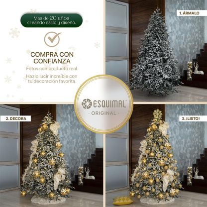 ESQUIMAL Árbol de Navidad Escarchado Ramas PVC y PE, Cedro del Himalaya Frondoso (Verde Nevado, 1.8 m)