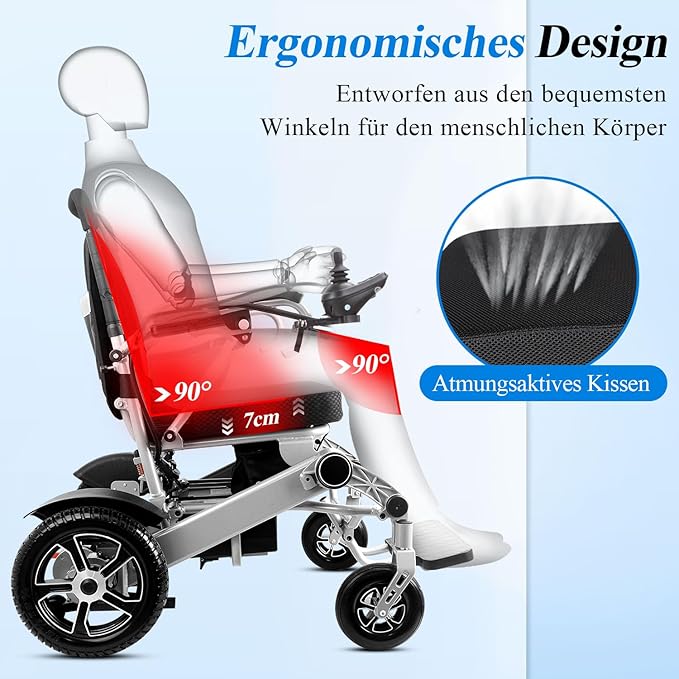 WEYRAL 40km Sillas de Ruedas ElÃ©ctrica Para Adultos, ligera, alcance de 40 km, Silla de Ruedas ElÃ©ctrica plegable, silla de ruedas elÃ©ctrica para todo terreno, capacidad de carga de 150 kg