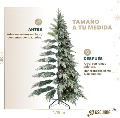 ESQUIMAL Árbol de Navidad Escarchado Follaje Mixto, Pino Navideño con Nieve Artificial (Verde Puntas Nevadas, 1.80 m)