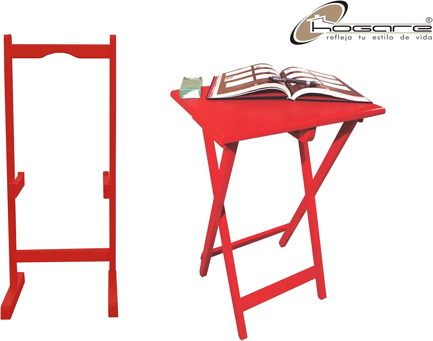 Hogare Mesas Plegables De Servicio con Base, Mesa, Mesa Auxiliar, Mesita, Juego de Parota (Chocolate)