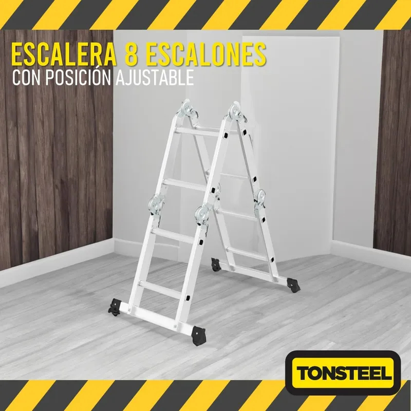Escalera Multiuso Aluminio 2,4 Mts Plegable Resistente 3en1