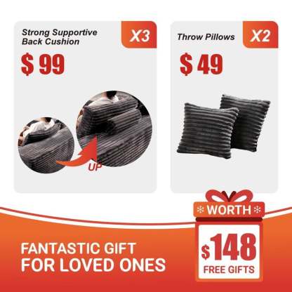 【2 Packages Shipping】Ovios 104" Plush Corduroy Cloud Velvet Modular Couch with Chaise, No Assembly Required - L-Shaped Sectional Sofa Set with Flexible Configuration - 104"W x 67.7"D x 30"H, 3 Seater