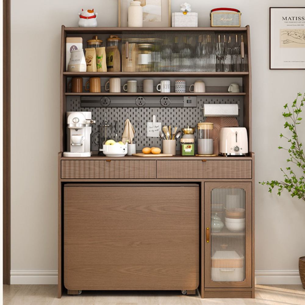 Gabinete de cocina con mesa de comedor de doble hoja abatible y 4 sillas plegables